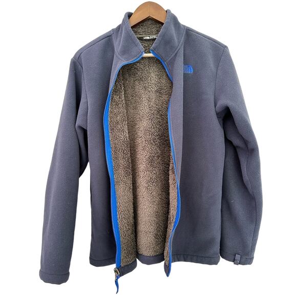 The North Face Boys' Grey Fleece Jacket with Blue Trim XL (18/20) Sherpa Lined - Picture 2 of 7